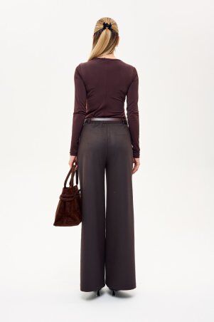 Itelle: Штани палаццо із костюмної тканини з додаванням вовни шоколадного кольору 4369 - фото 7