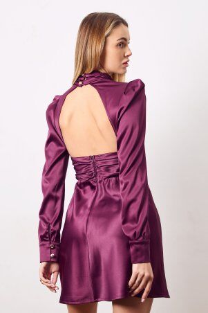 Itelle: Сукня з відкритою спиною із атласа бургунді 51484 - фото 2