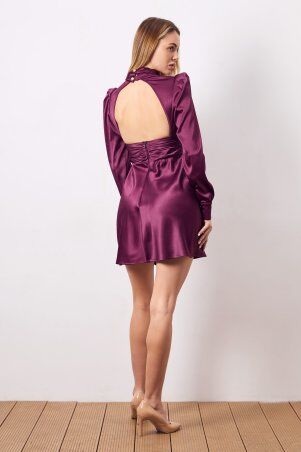 Itelle: Сукня з відкритою спиною із атласа бургунді 51484 - фото 4