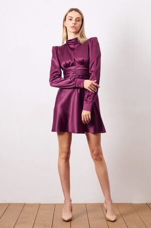 Itelle: Сукня з відкритою спиною із атласа бургунді 51484 - фото 5