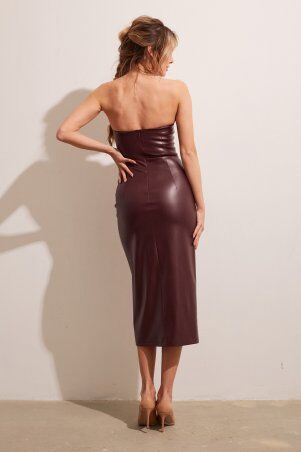 Itelle: Сукня корсет із еко-шкіри бургунді 51493 - фото 4