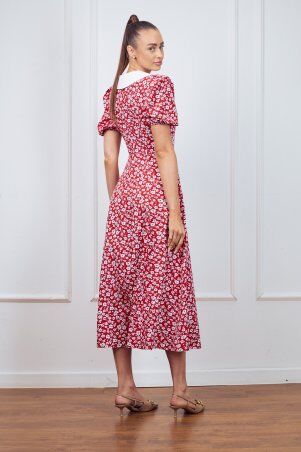 Itelle: Сукня в квітку довжини максі зі стильним білим коміром червона 51496 - фото 3