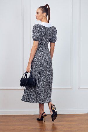 Itelle: Сукня в квітку довжини максі зі стильним білим коміром чорна 51497 - фото 3