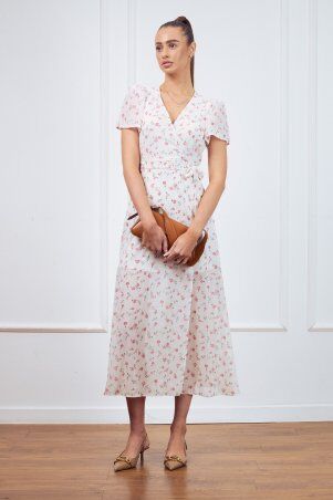 Itelle: Сукня на запах максі молочного кольору в квітковий принт 51502 - фото 5