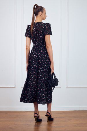 Itelle: Сукня на запах максі чорного кольору в квітковий принт 51503 - фото 3