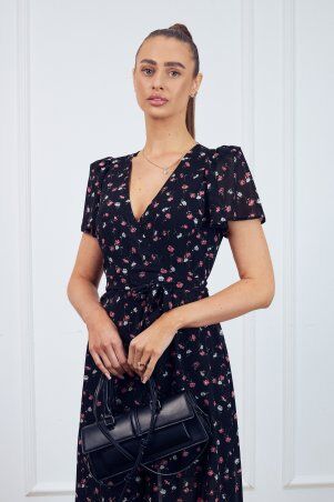 Itelle: Сукня на запах максі чорного кольору в квітковий принт 51503 - фото 4