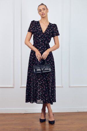 Itelle: Сукня на запах максі чорного кольору в квітковий принт 51503 - фото 5