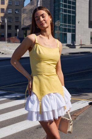 Itelle: Сарафан джинсовий жовтий зі спідницею із бавовни 51520 - фото 2