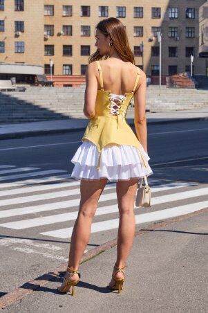 Itelle: Сарафан джинсовий жовтий зі спідницею із бавовни 51520 - фото 3