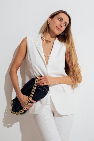 Itelle: Жилет вільного крою із костюмної тканини молочного кольору 7133 - фото 3