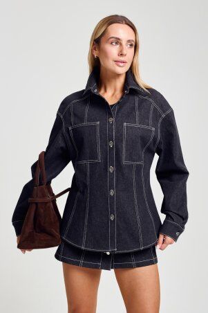 Itelle: Куртка джинсова приталиного силуету чорна 7141 - фото 2