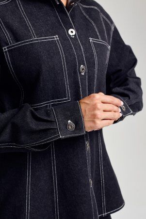 Itelle: Куртка джинсова приталиного силуету чорна 7141 - фото 3