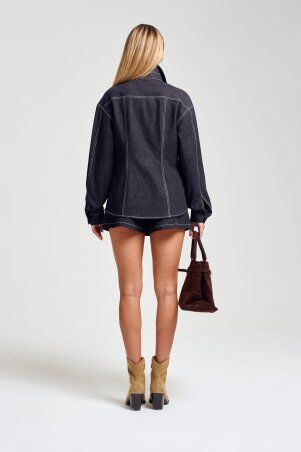 Itelle: Куртка джинсова приталиного силуету чорна 7141 - фото 4