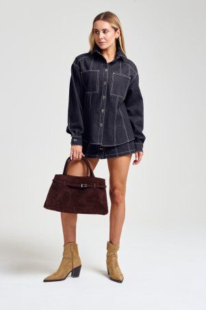 Itelle: Куртка джинсова приталиного силуету чорна 7141 - фото 5