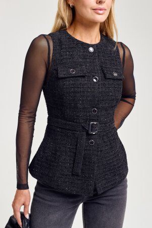 Itelle: Жилет із букле з люрексовой ниттю чорний 7142 - фото 2