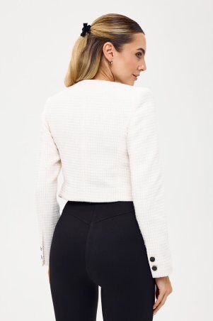 Itelle: Жакет із тканини буклє молочного кольору з люрексовю ніттю 7143 - фото 4