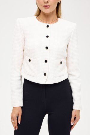 Itelle: Жакет із тканини буклє молочного кольору з люрексовю ніттю 7143 - фото 6