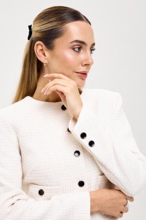 Itelle: Жакет із тканини буклє молочного кольору з люрексовю ніттю 7143 - фото 7