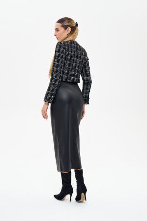 Itelle: Жакет із тканини буклє сірого кольору в клітинку з люрексовю ниттю 7144 - фото 5