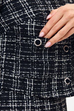 Itelle: Жакет із тканини буклє сірого кольору в клітинку з люрексовю ниттю 7144 - фото 6
