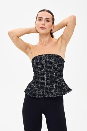 Itelle: Корсет із буклє сірого кольору в клітинку з люрексом 8454 - фото 3