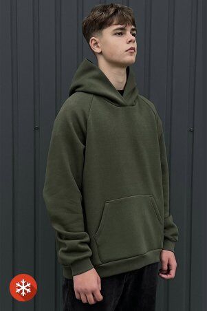 Garne: Утеплене худі ONE кольору хаки 8000366 - фото 2