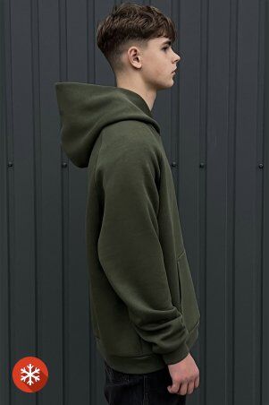 Garne: Утеплене худі ONE кольору хаки 8000366 - фото 3