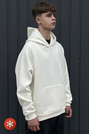 Garne: Утеплене худі ONE молочного кольору 8000365 - фото 2