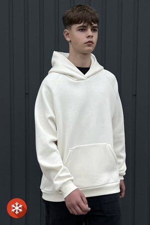 Garne: Утеплене худі ONE молочного кольору 8000365 - фото 5