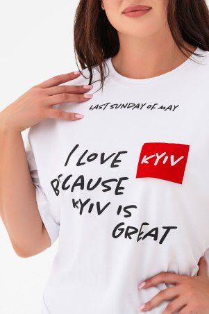 Garne: Жіноча футболка білого кольору "I love KYIV" 9001594 - фото 4
