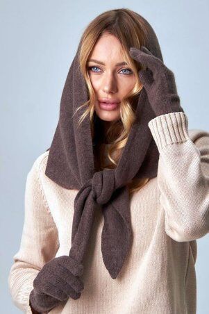 Garne: Жіночі шерстяні рукавички, мокко 4496535 - фото 2