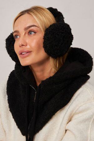 Garne: Жіночий букльований капор з металевою застібкою, чорний 4496484 - фото 2