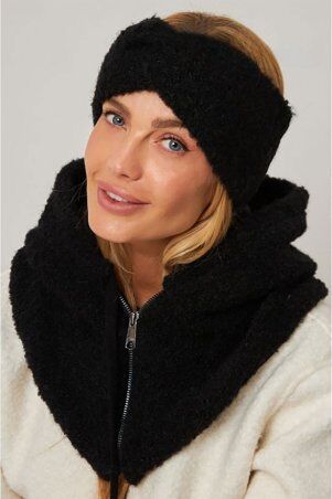 Garne: Жіночий букльований капор з металевою застібкою, чорний 4496484 - фото 3