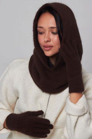 Garne: Жіночі ангорові рукавички шоколадного кольору 4496451 - фото 2