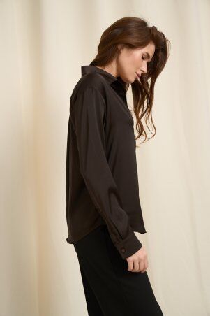 SL-ARTMON: Жіноча шоколадна шовкова сорочка вільного силуету 548.7 - фото 3