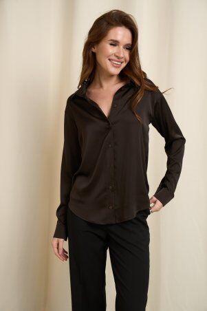SL-ARTMON: Жіноча шоколадна шовкова сорочка вільного силуету 548.7 - фото 4