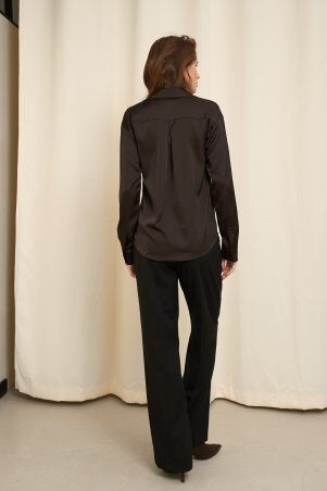SL-ARTMON: Жіноча шоколадна шовкова сорочка вільного силуету 548.7 - фото 6