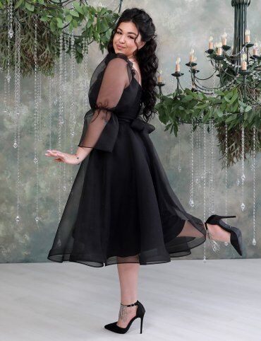 Enigma: Сукня вечірня з корсетом і пишними прозорими рукавами G5167 - фото 2