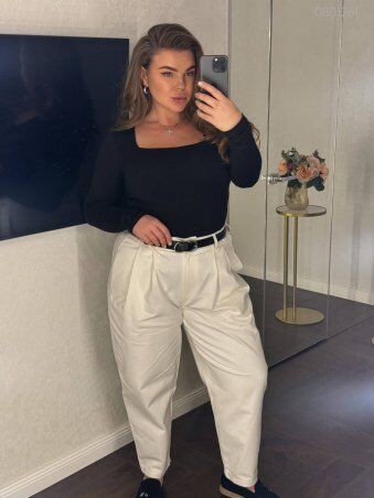 PEONY: Белые Брюки №11 С Застежкой На Молнию И Пуговицу 0801261 - фото 4