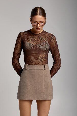 SL-ARTMON: Спідниця-шорти з теплої тканини кольору капучино 270.2 - фото 6