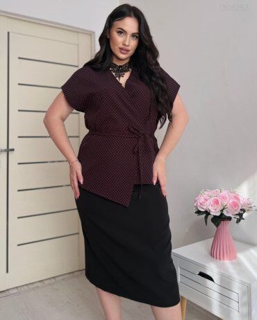 PEONY: Жилет 4-У В Красній Горошек На Запах 1308253 - фото 3