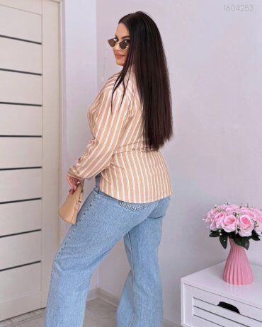 PEONY: Рубашка Саранда В Полоску Цвета Кэмел 1604253 - фото 5