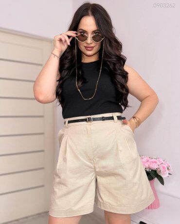 PEONY: Бежевые Шорты №10 С Высокой Посадкой 0903262 - фото 4