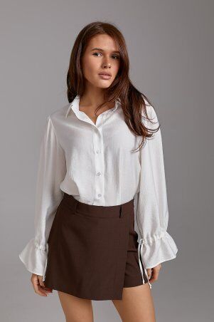 SL-ARTMON: Спідниця-шорти з костюмної тканини шоколадного кольору 273.4 - фото 5