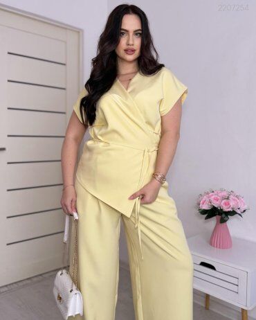 PEONY: Жёлтый Костюм Кориано С Жилетом И Широкими Брюками 2207254 - фото 3