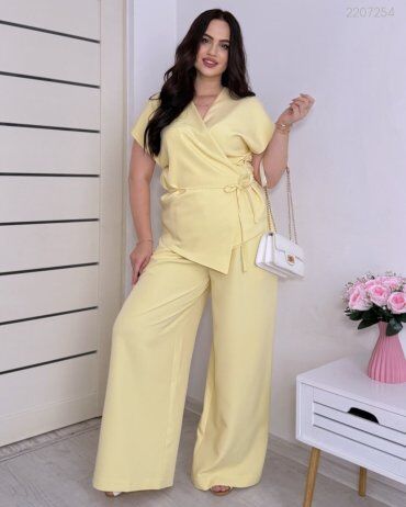 PEONY: Жёлтый Костюм Кориано С Жилетом И Широкими Брюками 2207254 - фото 4
