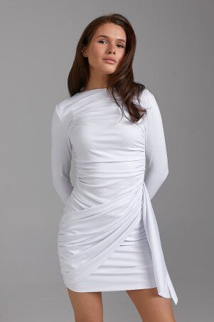 SL-ARTMON: Біла сукня міні з драпіруванням по фігурі 1483.2 - •фото• 2