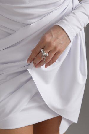 SL-ARTMON: Біла сукня міні з драпіруванням по фігурі 1483.2 - •фото• 4