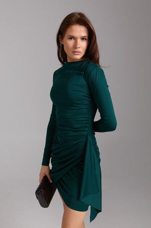 SL-ARTMON: Сукня міні з драпіруванням по фігурі смарагдового кольору 1483.4 - •фото• 4