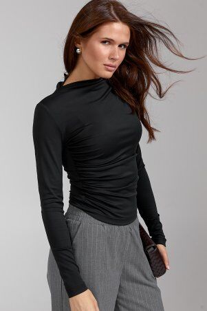 SL-ARTMON: Жіночий лонгслів із драпуванням чорного кольору 584.1 - &bullet;фото&bullet; 3